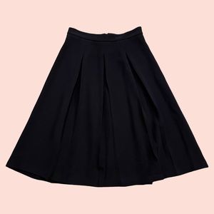 Harlowe & Graham Dark Navy Blue Rib Texture Pleated Skirt M